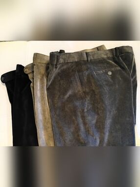 3 Pr. Men's Corduroy Dress Pants in Black Green and Brown W36 L 331/2